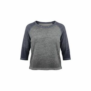 VANS Off the Wall Women’s Sz M Cropped 3/4 Sleeve Shirt Sheer Blue/Gray Grunge